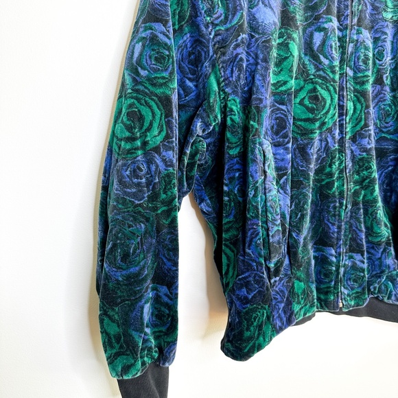 Vintage Collection International Floral Bomber Jacket| Suede Bomber Jacket Size - Picture 2 of 9